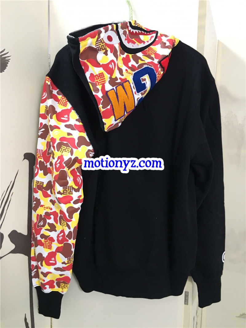 A Bathing Ape Bape Shark Hoodies Black Camo